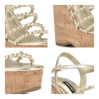 Zapatilla con Plataforma NINE WEST Wnrenest3  Sintetico Color Metalico
