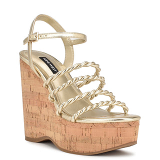 Zapatilla con Plataforma NINE WEST Wnrenest3  Sintetico Color Metalico