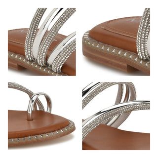 Sandalia NINE WEST Wndashin5  Textil Color Metalico