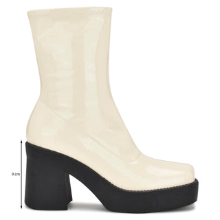 Botín con Plataforma NINE WEST Wngerri3  Charol sintético Color Blanco