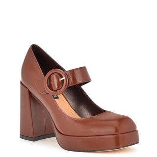 Zapatilla con Plataforma NINE WEST Wnhuns3  Charol piel Color Cafe